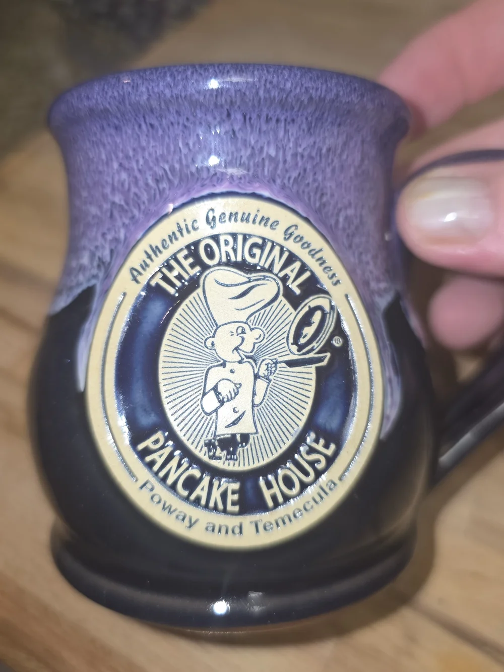 Purple Drip Ceramic Coffee Mug with Pancake House Medallion Poway And Temecula
